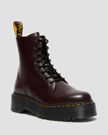 Men's Dr Martens Jadon Smooth Leather Platform Boots Burgundy | AU 560NWY